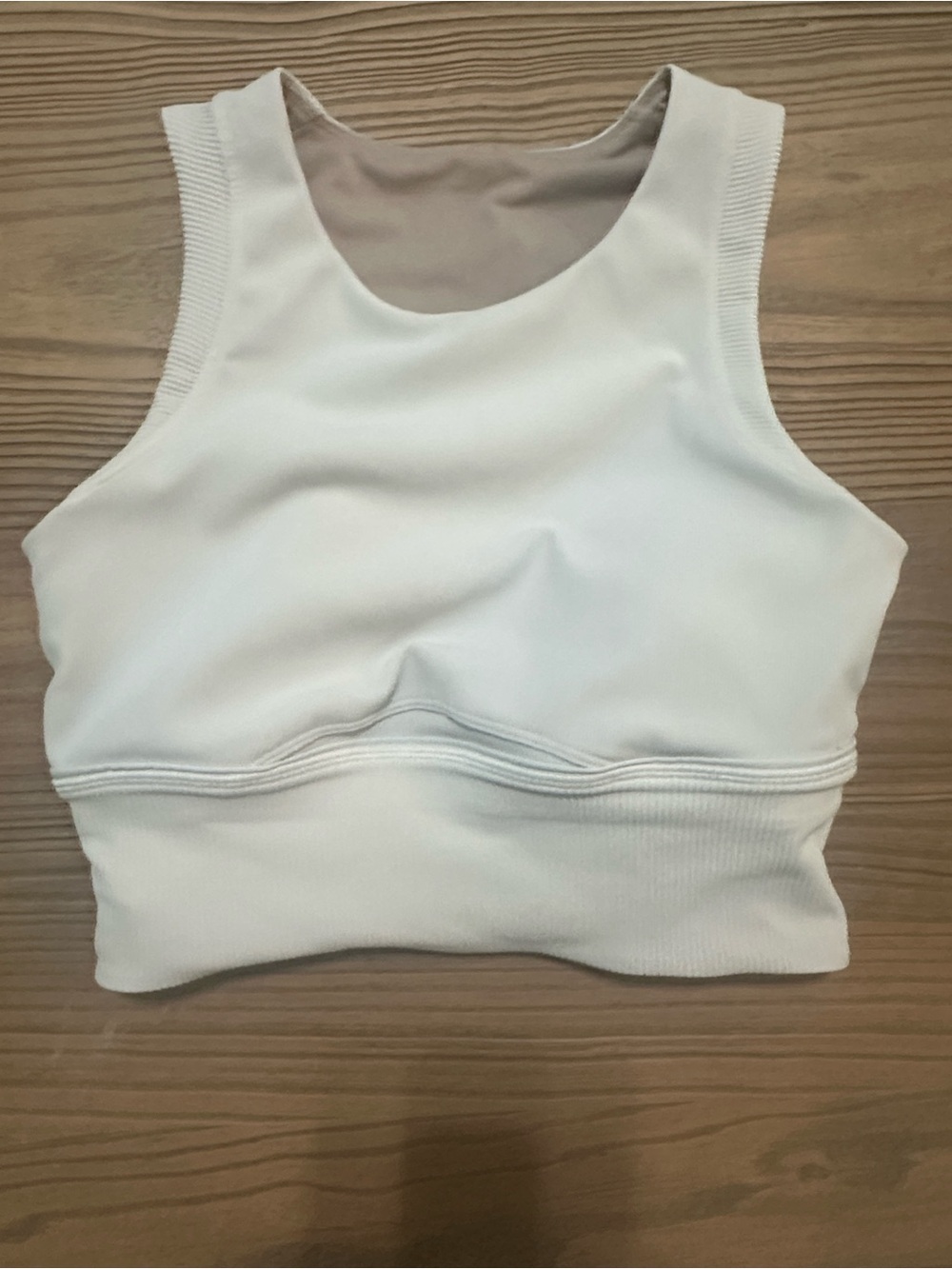 “Lululemon White Ribbed Longline Sports Bra Tank Size 8”